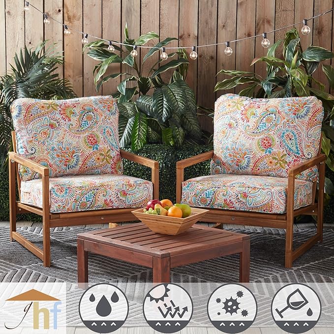 Greendale Home Fashions Outdoor Reversible 2-Piece Deep Seat Cushion Set, Jubilee