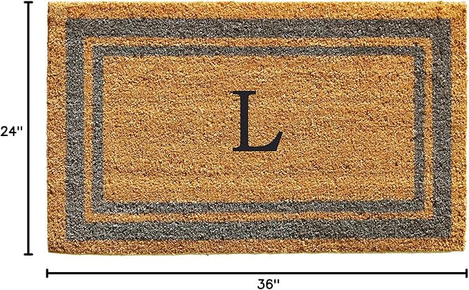 Calloway Mills 153022436L Periwinkle Border 24" x 36" Monogram Doormat, (Letter L)