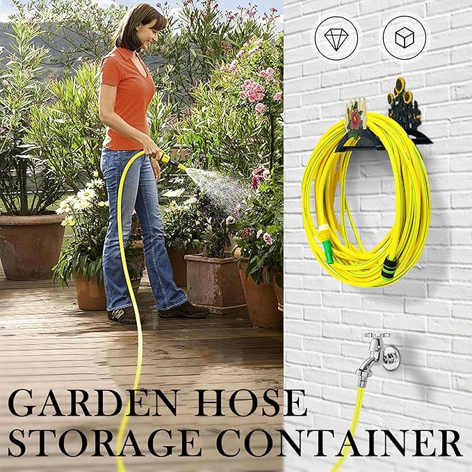 Decorative Garden Hose Holder Wall Mount – Heavy Duty Cast Iron Hose Hanger with Colorful Sunflower Design – Wall Mounted Hose Holders for Outside, Patio, Yard, or Front Door