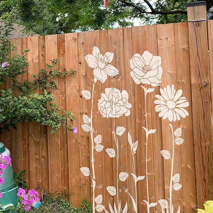 Large Flower Stencils for Painting - 10 Pcs, Reusable Templates for Wall, Wood, Furniture & More