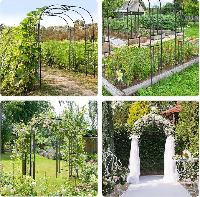 Tall Garden Arch Trellis for Climbing Plants, 87in Tall Metal Plant Support Trellis Archway for Climbing Plant Vegetables Cucumber, Outdoor Yard Lawn Garden Arch Tunnel Trellis