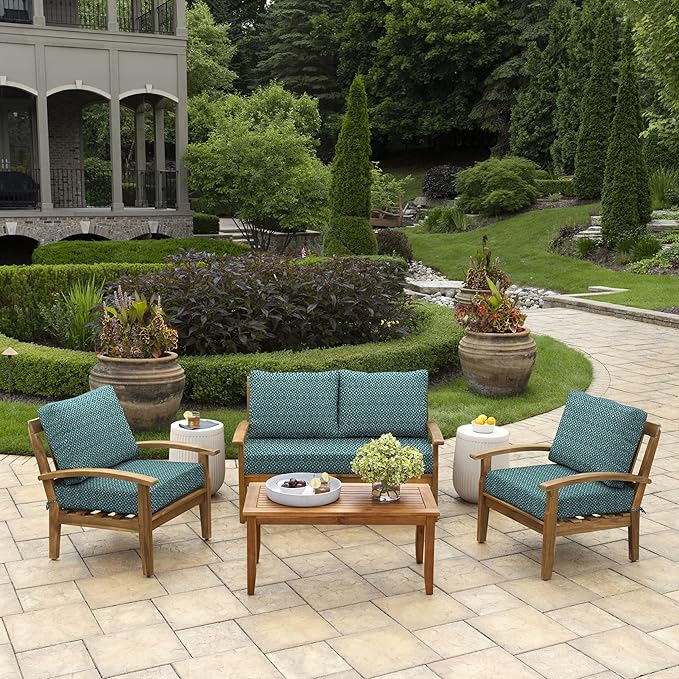 Arden Outdoor Loveseat Cushion Set, 48 x 24, Rain-Proof, Fade Resistant, Cushion Set for Couch, Bench, and Swing Alana Tile