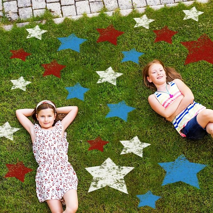 Weysat 3 Pcs Independence Day Large Star Stencil for Yard Star Stencils Crafts Reusable for Painting on Lawn, Wood, Paper, Fabric, Glass, Wall, 4th of July Project