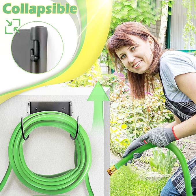 AJART Hose Holder Wall-Mount Outside: Heavy Duty Metal Outdoor Storage with Rustproof - Water Hose Hanger for Garden/Yard/Fence/Patio/House - 1 Pieces