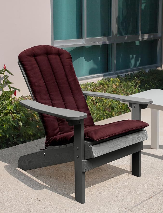 YEFU Adirondack Chair Cushion, Rocking Chair Cushions with Straps, Folding Patio Chair Pad for Indoor and Outdoor, 19.7x18.9x1.5 Inch, Burgundy