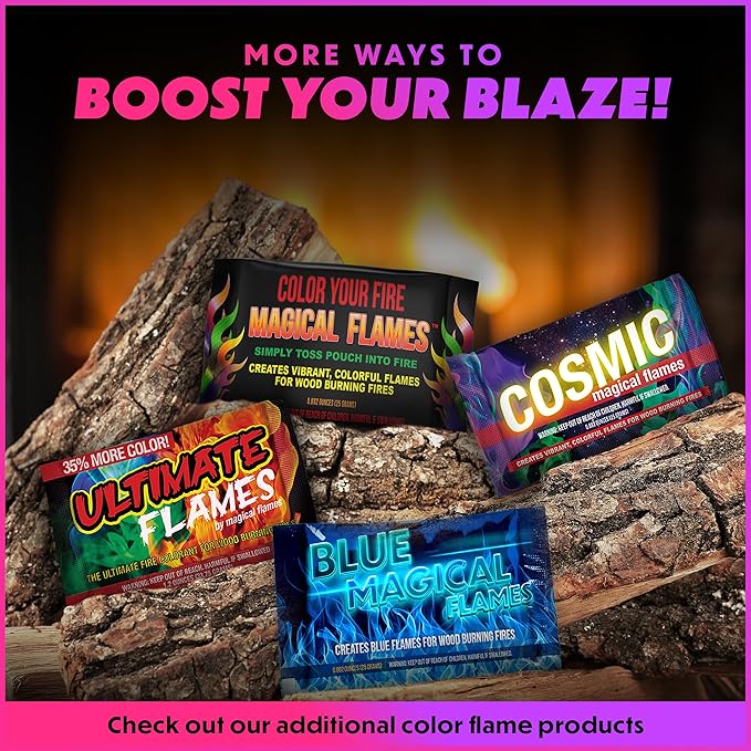 Magical Flames Fire Color Packets (Jumbo 5 Pack), Vibrant Multi-Color Fire for Fire Pits, Campfires, Bonfires & Fireplaces - Camping Essentials & Outdoor Party Accessories