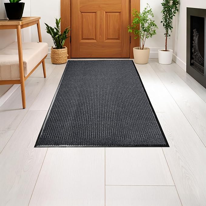 LuxUrux® Durable Rubber Door Mat - Heavy Duty, Indoor/Outdoor, Easy Clean, Waterproof, Patio, Garage - Commercial Floor Mat for Entry (Charcoal, 2' x 3' (Runner))