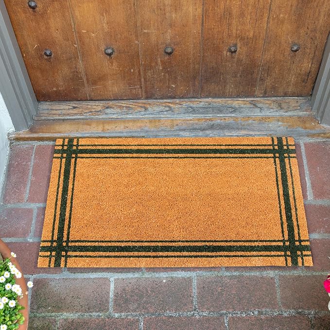 KAF Home Coir Doormat with Heavy-Duty, Weather Resistant, Non-Slip PVC Backing | 17 by 30 Inches, 0.6 Inch Pile Height | Perfect for Indoor and Outdoor Use (Green)