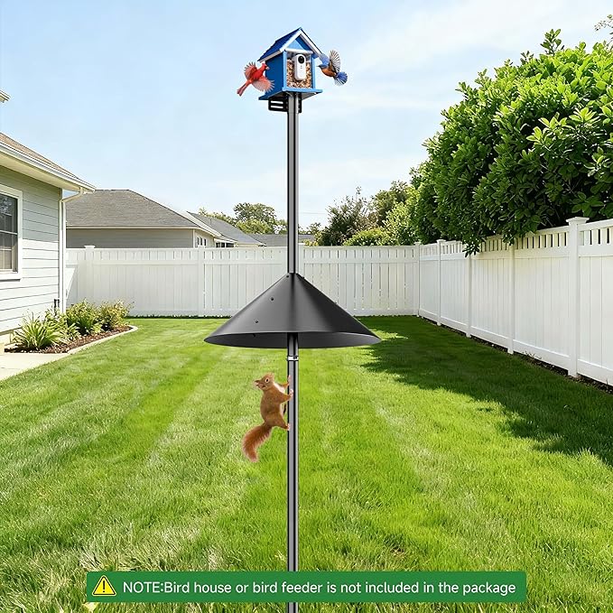 Smart Bird Feeder Pole Stand with Proof Squirrel Baffle - Dia 1 Inch Bird House Pole 79", Feeding Station for Outdoors Heavy Duty, Compatible Post Mount