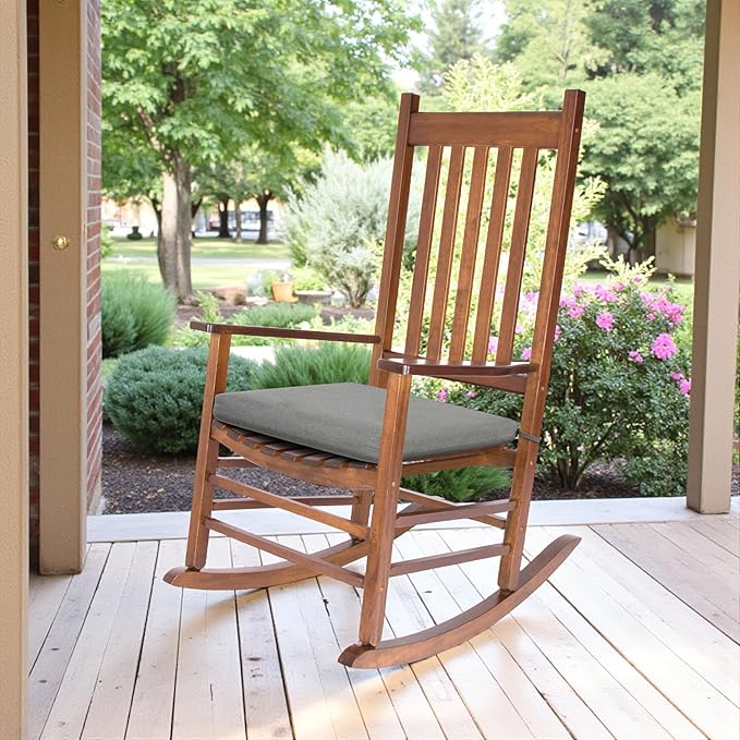 Shine Company Rocking Chair Outdoor Seat Cushion with Ties, 22" x 20", Gray