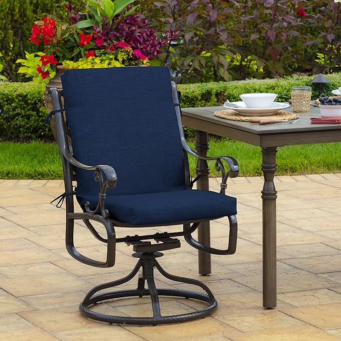 Arden Outdoor Midback Chair Cushion, 18 x 16.5, Sapphire Blue Leala