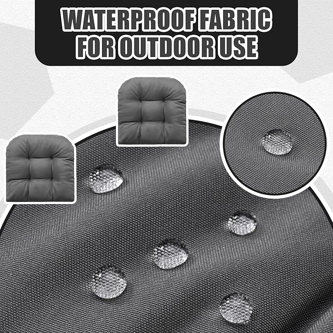 Barydat 3 Pack Wicker Furniture Cushions Waterproof Outdoor/Indoor Tufted Wicker Chair Cushions 1 Loveseat and 2 U-Shape Rattan Chairs for Patio Furniture, Rattan Love Seat, Bench(Gray)