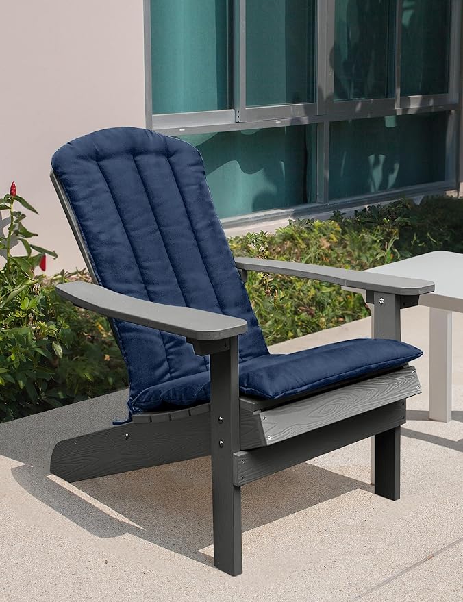 YEFU Adirondack Chair Cushion, Rocking Chair Cushions with Straps, Folding Patio Chair Pad for Indoor and Outdoor, 19.7x18.9x1.5 Inch, Navy