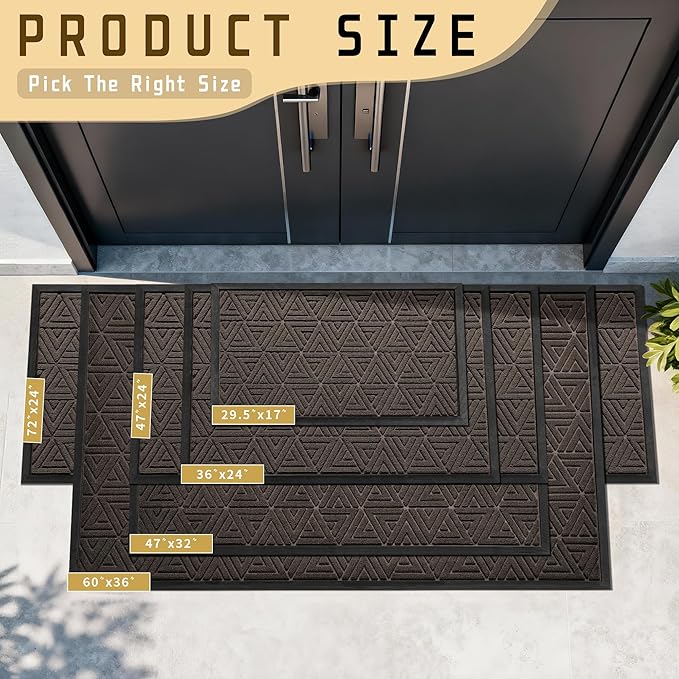 Yimobra Large Door Mat 36x24, All-Weather Waterproof Non-Slip Welcome Matt Outdoor, Heavy Duty Non Slip Doormat for Entryway for Patio and Garage Indoor, Easy Clean, Brown