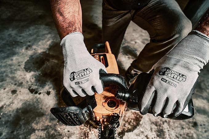 Gorilla Grip Work Gloves, Never Slip Maximum Grip All-Purpose, Gloves for Men, Superior Grip, Polymer Palm