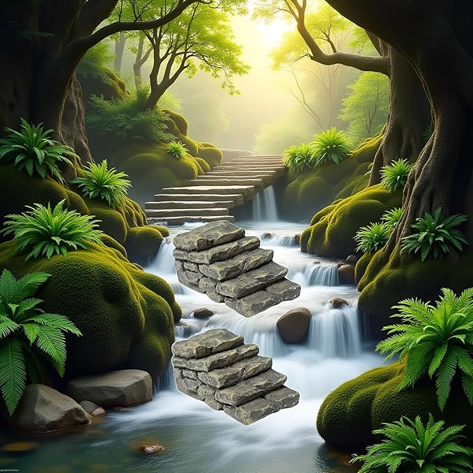 Mini Resin Bridge Stair Stone Straight Bridge Stairs Stone Steps Garden Fairy Ornament Flower Pot Plant Micro Landscaping Decor Bonsai Craft Straight Stairs Outdoor Statues Outdoor Decor