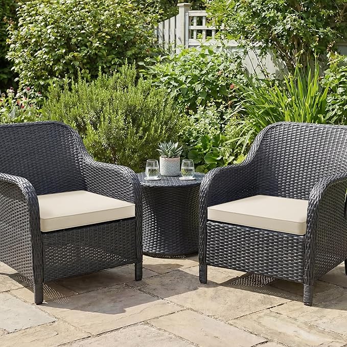 Outdoor Chair Cushions Set of 2: Waterproof & Color Fastness Seat Cushion for Patio Furniture - 22 x 22 x 3 Inch Chair Pads with Ties and Hidden Zipper - Patio Chair Cushion Replacement, Beige
