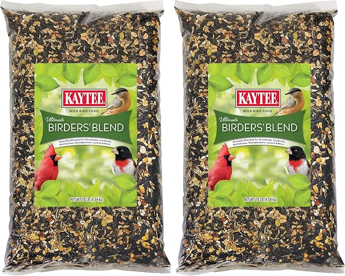 Kaytee Ultimate Birder's Blend Food,Wild Bird Seed for Grosbeaks,Cardinals,Nuthatches,Woodpeckers & More Outside Feeders,10 Pound,(Pack of 2)