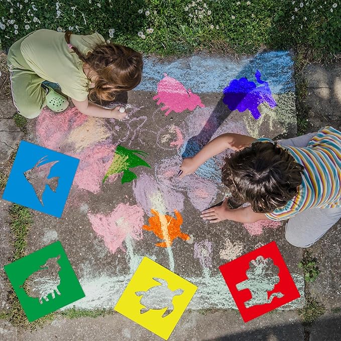 Epakh 24 Pieces Stencils for Kids 8 Inches Drawing Stencils Chalk Template Large Washable Geometric and Garden Themed Primary Shape Template for Kids Toddlers Preschooler(Animal Style)