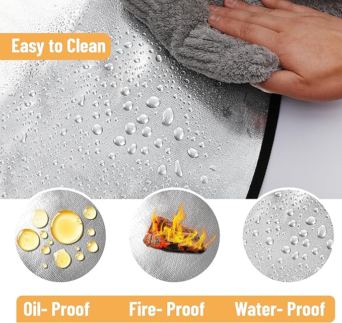 UNCO- Round Fire Pit Mat, 38", Silver Fireproof Design, Reusable, Portable, 3 Layers, Waterproof & Easy to Clean, Grill Matt for Outdoor Grill Deck Protector