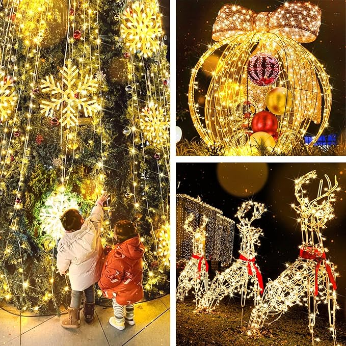 suddus 200 Led Connectable Christmas Lights Outdoor Waterproof, 66ft Fairy Lights Plug in with Remote, Warm White Christmas Tree Light Indoor for Bedroom, Dorm, Xmas Party, Porch, Patio, Garden Decor