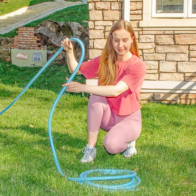 Fevone Kink Free Garden Hose 12 ft, All Weather Flexible, Heavy-Duty & Durable, Solid Brass Fittings, Leak-Free Connection