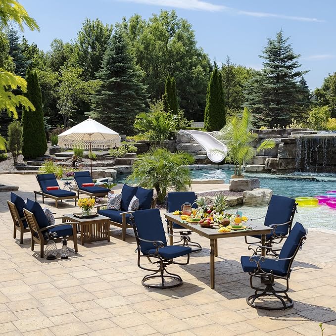 Arden Outdoor Deep Seat Cushion Set, 22 in x 24 in, Weather-Proof, Rain-Proof, Fade Resistant Patio Cushion Sapphire Blue Leala