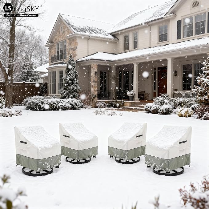 Patio Swivel Chair Cover 4 Pack,Waterproof Heavy Duty Outdoor Chair Covers,Outdoor Swivel Chair Cover for Patio Furniture Covers(33 W x 35 D x 36 H inches),Beige