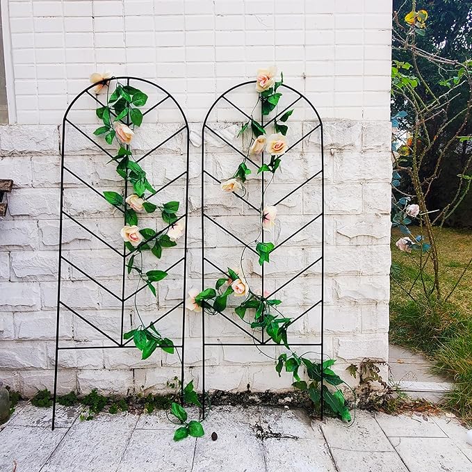 2 Pack Black Metal Trellis for Climbing Plants - 45" H x 15.9" W Garden Trellis for Roses, Vegetables, Flowers, Lawn, Backyard
