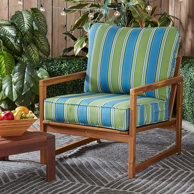Greendale Home Fashions Outdoor Reversible 2-Piece Deep Seat Cushion Set, Belize Stripe