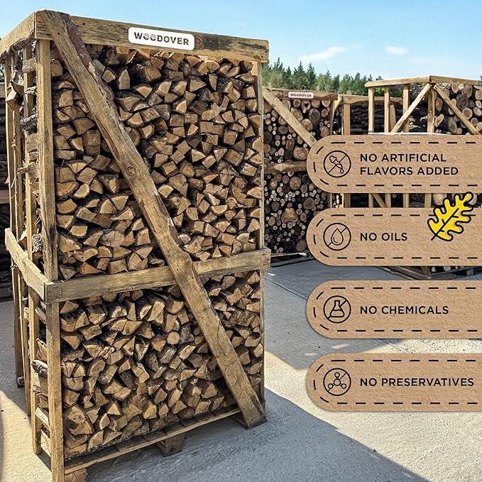 15" Oak Firewood Logs, with Fire Starters Set, Kiln-Dried Wood for Fire Pit, Seasoned Logs for Fireplace, Campfire, Firewood Bundle, Pizza Oven, Split Wood for Solo Stove, 1200 cub. in., 15-20lb