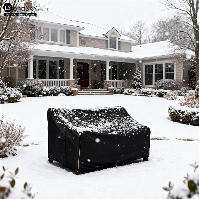 Patio 3-Seater Sofa Cover,Outdoor Couch Cover Fits up to 85W x 38D x 35H Inches,100% Waterproof Heavy Duty Patio Furniture Covers,Black