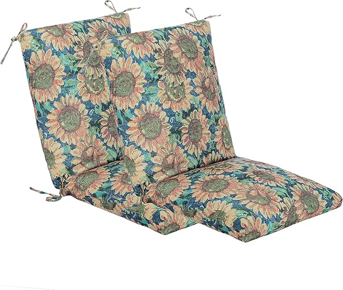 Set of 2 Outdoor Dining Chair Cushions, Patio Seating Cushions, 38x18x4.5 inch, for Garden Patio Furniture (Sunflower)