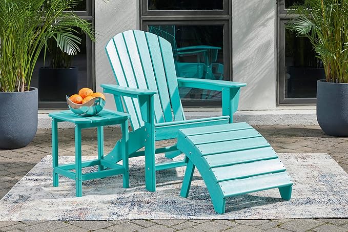 Signature Design by Ashley Sundown Treasure Outdoor Patio HDPE Weather Resistant Adirondack Chair, Blue