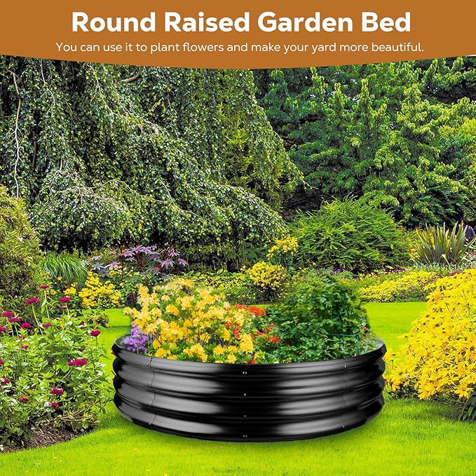 48 Inch Round Galvanized Fire Pit Ring, Round Galvanized Fire Ring, 4 Feet Diameter Round fire Pit, Outdoor fire Pit for Backyard, Camping, Bonfire, Black