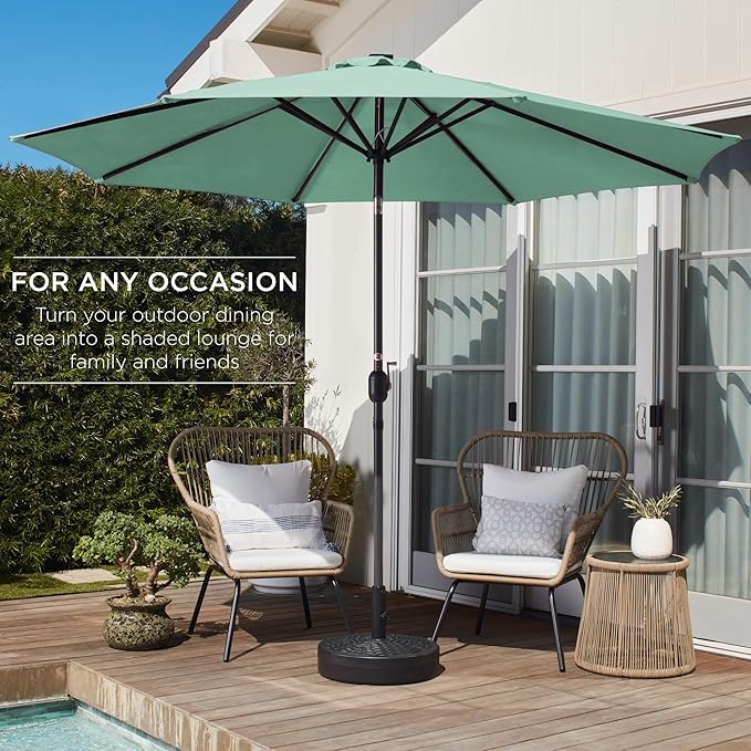 Best Choice Products 10ft Outdoor Steel Polyester Market Patio Umbrella w/Crank, Easy Push Button, Tilt, Table Compatible