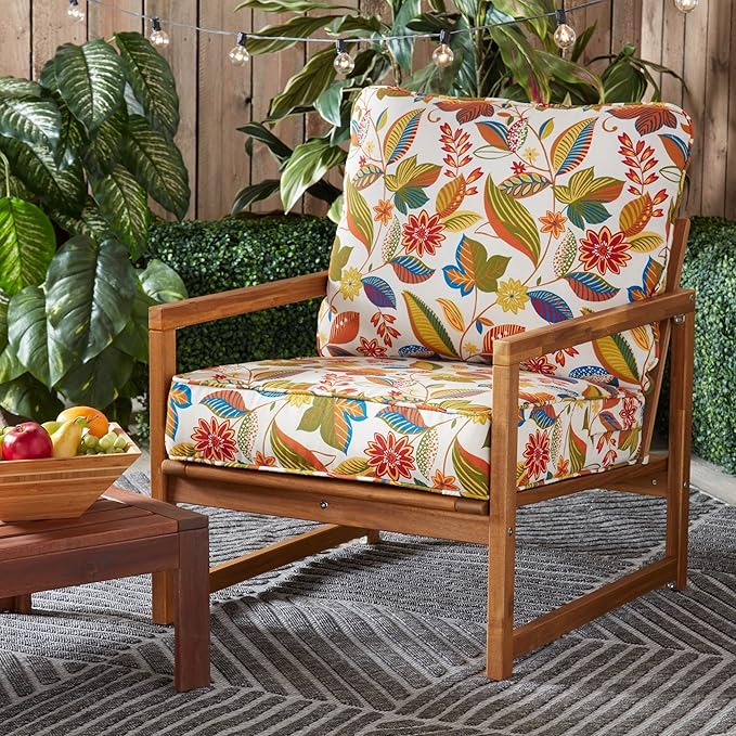 Greendale Home Fashions Outdoor Reversible 2-Piece Deep Seat Cushion Set, Foliage