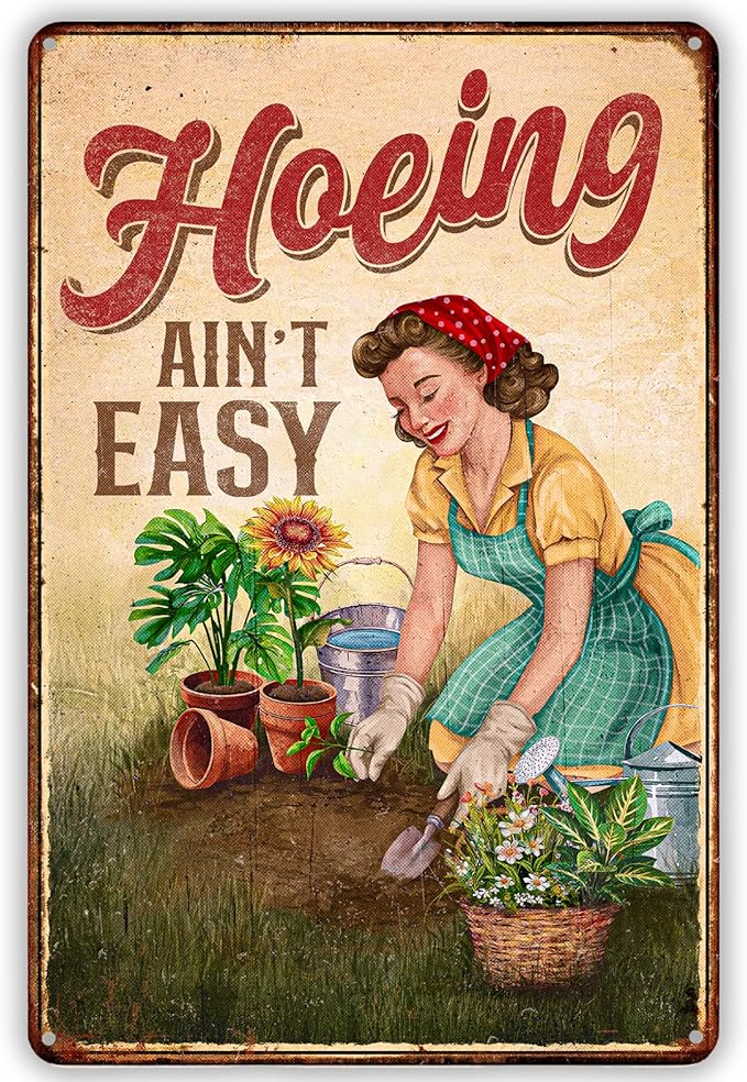 Gardening Gifts for Women, Plant Lovers, Gardeners - Plant Gifts - Garden Sign - Vintage Gardening Metal Signs for Outdoor - Home Outside Greenhouse Decor Garden Signs - 12''x8'' Metal Sign