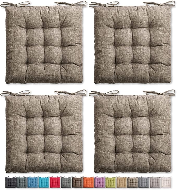 SQUARE MOON 4 Pack Chair Cushions, Seat Cushions, Chair Pads, Chair Mat for Indoor, Outdoor Dining Chair, Kitchen Chairs, Dining Room Chairs (16" × 16" × 4 Pack, Coffee)