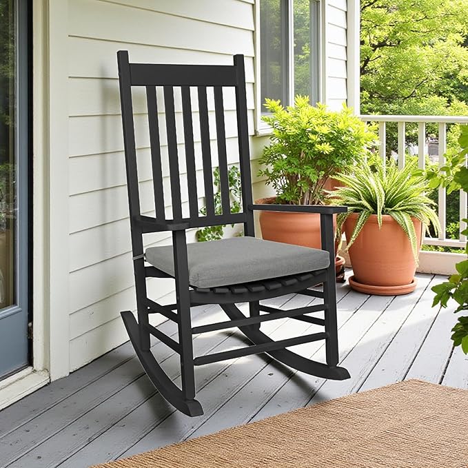 Shine Company Rocking Chair Outdoor Seat Cushion with Ties, 22" x 20", Gray