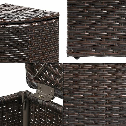 happimess HPM1200A Chloe 15.56-Gallon All-Weather Wicker/Metal Corner Hideaway Outdoor Trash Can, Brown, Classic, Coastal, Casual Wastebin for Backyard, Patio, Porch, Kitchen
