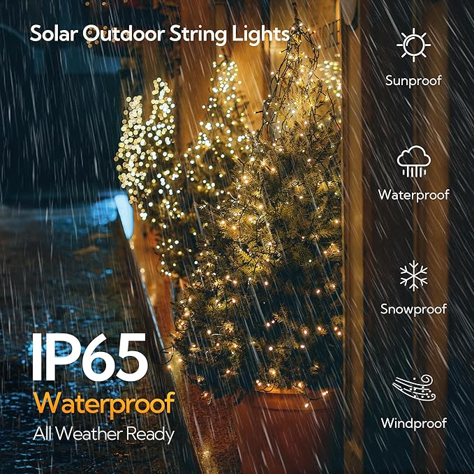 woohaha 2 Pack Solar Outdoor String Lights,Total 144ft 400 LED Solar Christmas Lights with Remote and Timer, 8 Modes Twinkle Lights Outdoor Waterproof for Tree,Garden,Patio,Xmas,Party(Warm White)