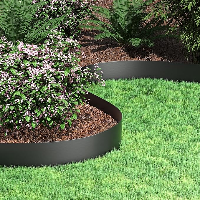 VEVOR Landscape Edging, 10 inch Depth 40 ft Total Length, Recycled HDPE Coiled Terrace Board, Flexible Bender Border for Landscaping, Lawn, Garden, Yard, Against Invading Weeds, Black