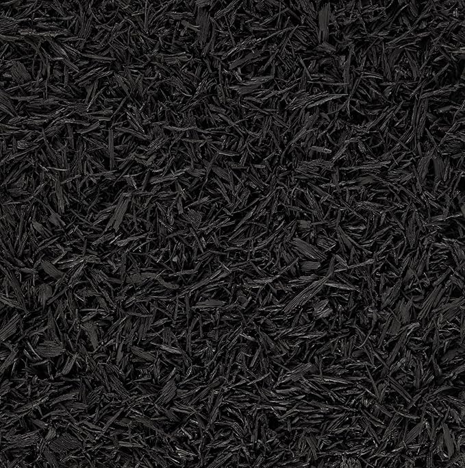 Rubberific Premium Shredded Rubber Mulch for Gardens, Lawns, and Landscaping | Long Lasting Color | Looks Like Natural Wood Mulch (37.5 CU. FT. - 675 LBS, Black)