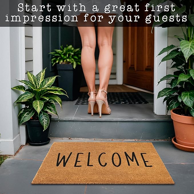 MAINEVENT Welcome Mat Outdoor 30x17 Inch, Outside Door Mats for Front Door, Welcome Door Mat w/Non Slip PVC Backing