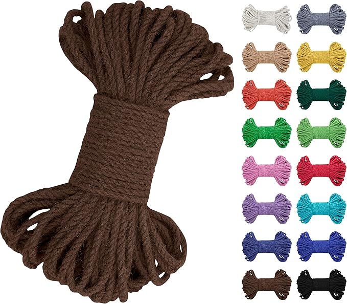 JeogYong 5mm Jute Twine String 66 Feet Natural Thick Garden Hemp for Crafts, Heavy Duty Outdoor, Gardening, Gift Wrapping, Plants, Packing Materials (Coffee)