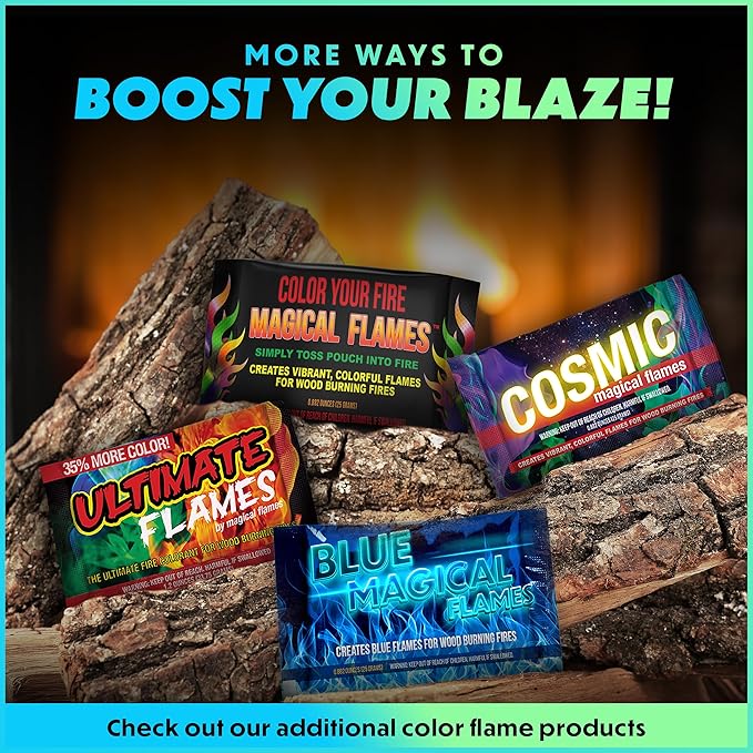 Magical Flames Fire Color Packets (Ultimate 12 Pack), Vibrant Multi-Color Fire for Fire Pits, Campfires, Bonfires & Fireplaces - Camping Essentials & Outdoor Party Accessories