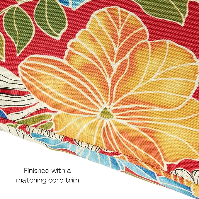 Greendale Home Fashions Outdoor Reversible 2-Piece Deep Seat Cushion Set, Aloha Crimson
