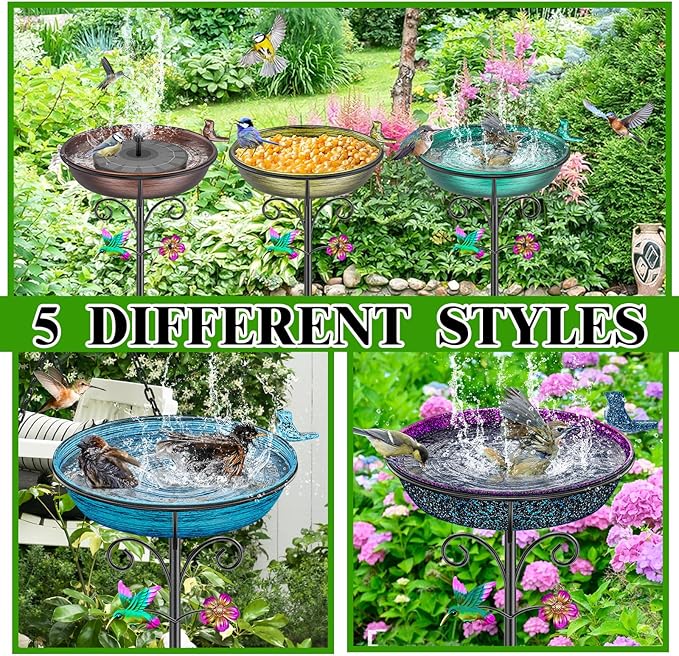 Metal Bird Bath for Outside, Freestanding Garden Bird Baths Bowl, Vintage Birdbath for Outdoors Yard Garden Lawn Decor Decor (Gradient Purple)