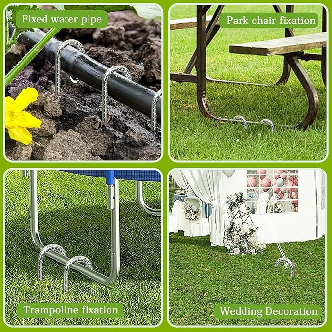 Rebar Stakes 12 Inch Galvanized, J Hook Rebar Stakes 6 Pack Ground Anchors for Tent Heavy Duty for Plants Anti-Rust Landscape Fabric Artificial Turf